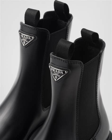 brushed leather booties prada|Prada Brushed Leather Booties .